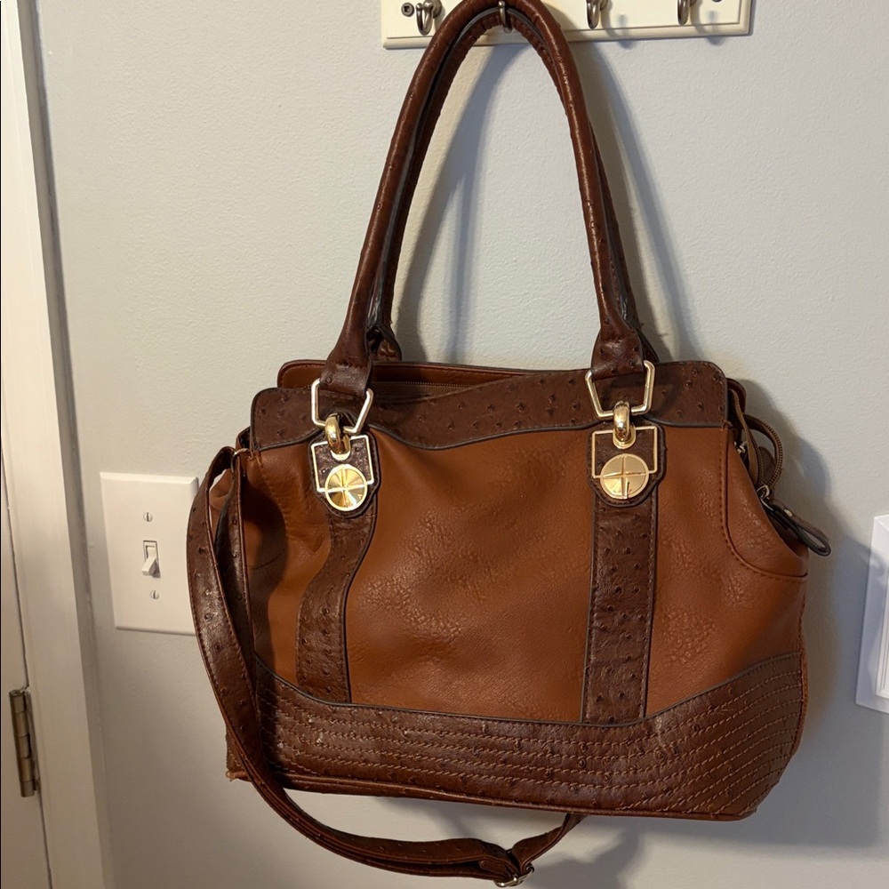 VTG Bueno Two-Tone Brown Leather Tote Bag